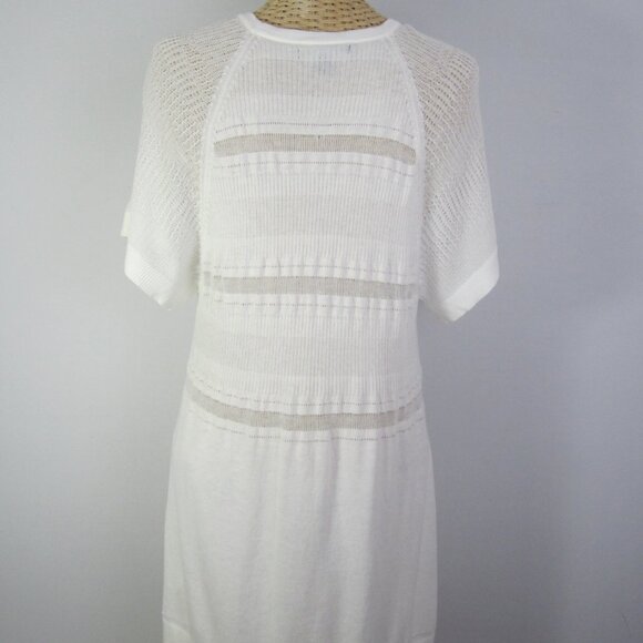 Banana Republic Women XL White SS Cotton Blend Empire Waist Cardigan Lace Detail - Picture 2 of 9